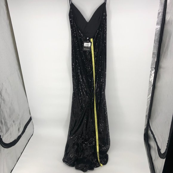 ARIEL SEQUIN BACKLESS GOWN DRESS Black Maxi Gown Large NWT *flaw* $345 - Picture 6 of 9